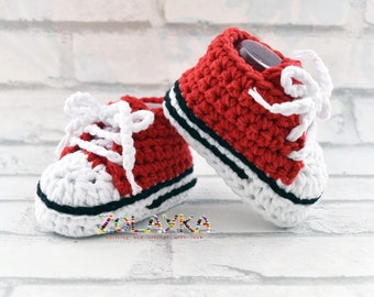 Red Baby Booties, Newborn Baby Girl Shoes, Baby Shower Gift, New Mom Announcement  Soft Sole High-Top Ankle Crib Shoes, 0-12 months Size