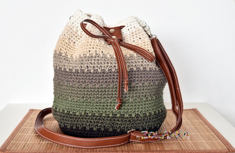 Blue Bucket Bag Crossbody Bag Crochet Summer Cotton Bag Etsy