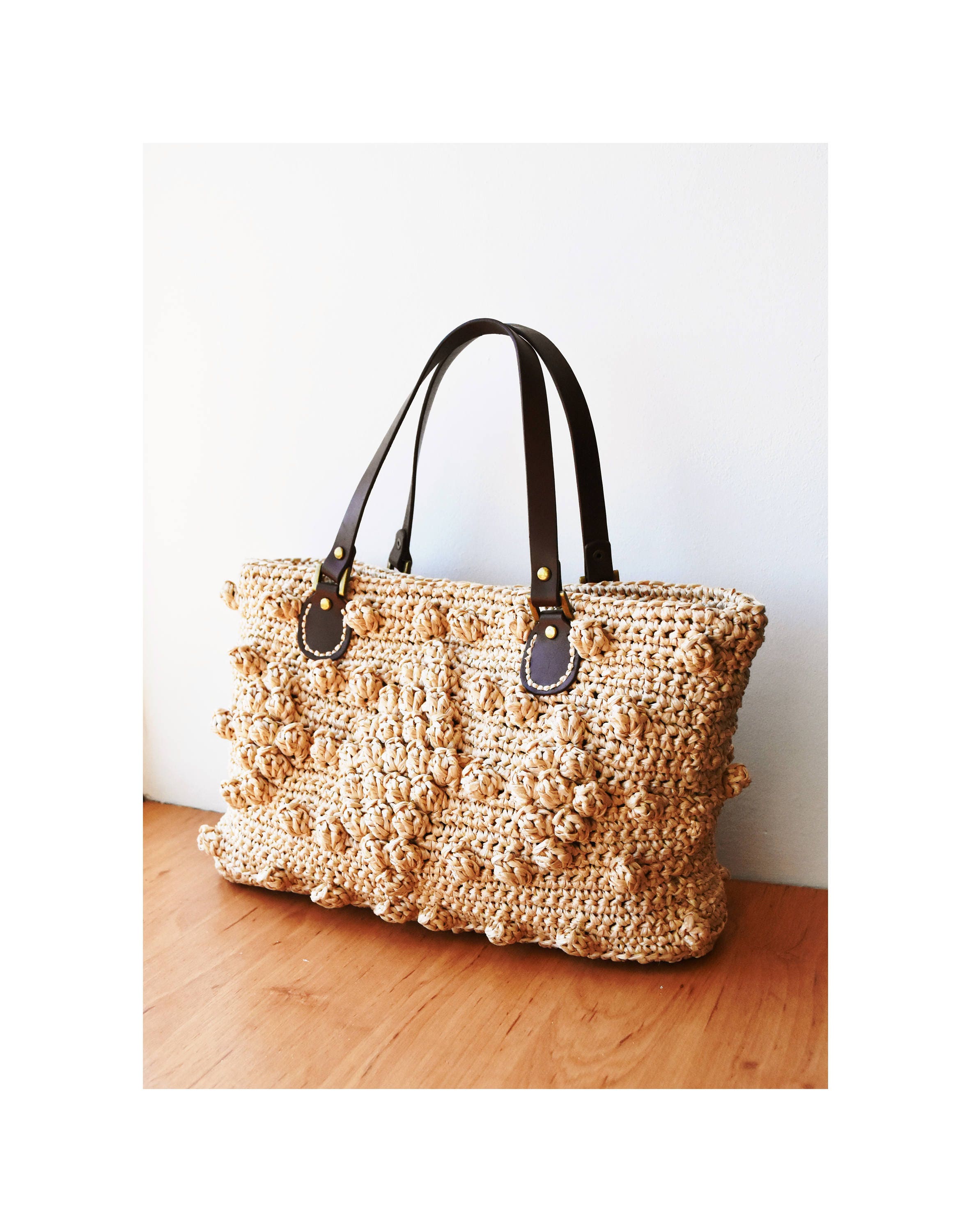 Straw handbag natural crochet raffia bag woven straw purse Etsy
