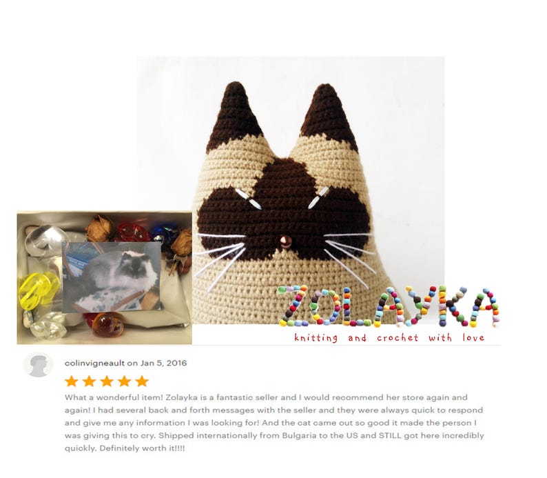 Personalized pet memorial stuffed cat pillow picture portrait crochet pillow custom cat portrait stuffy cat lover gift idea loss pet image 7