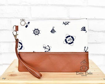 Anchor cell phone purse, mobile wallet with card slots, best friend case, sea lover iPhone wristlet clutch, smartphone pocket bag