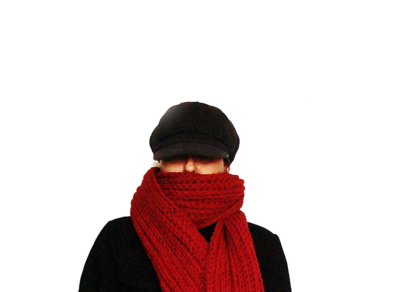 Wool Art Oversized Scarf 6”x100” (15x250 cm) / Red