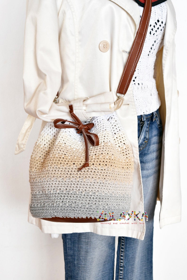 Blue Bucket Bag Crossbody Bag Crochet Summer Cotton Bag Etsy