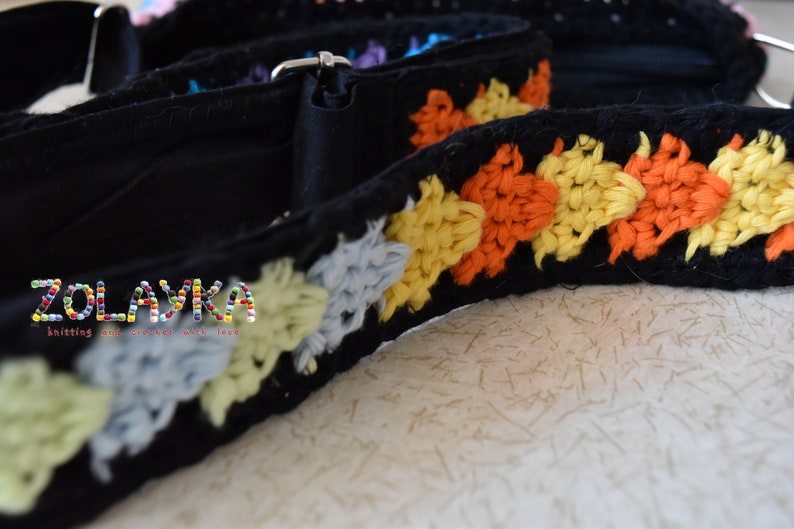 Hippie Crossbody Bag, Granny Square Bag, Crochet Colorful Purse, Adjustable Strap, Festival Shoulder Bag, Vintage Style, Gift For Her image 7