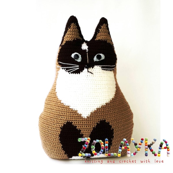 Almohada de gato de ganchillo, recuerdo personalizado para mascotas, peluche personalizado