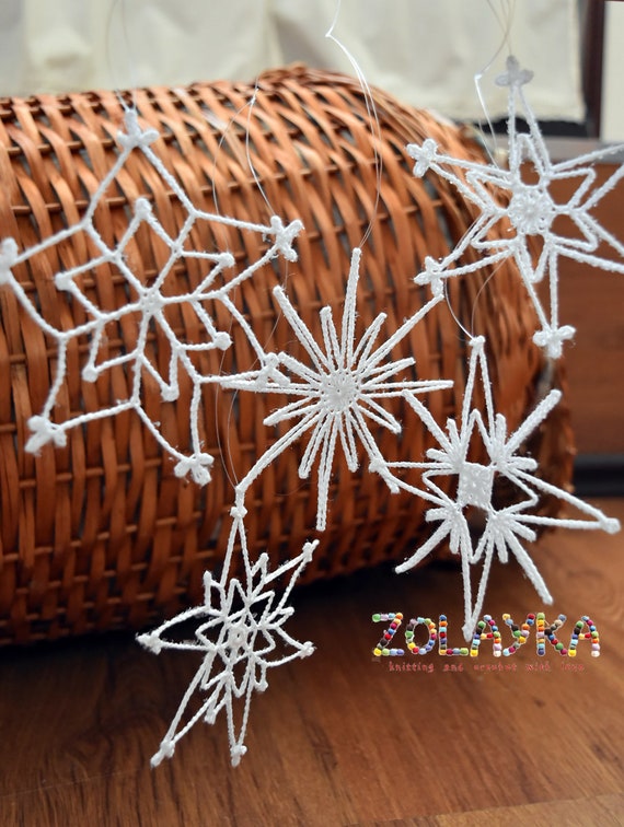 4 Pack Small Snowflake Ornaments // Rustic Snowflakes // Snowflake Ornaments