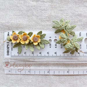 Micro Crochet Buttercup Earrings, Yellow Floral Studs on 18K Gold Plated Posts image 9