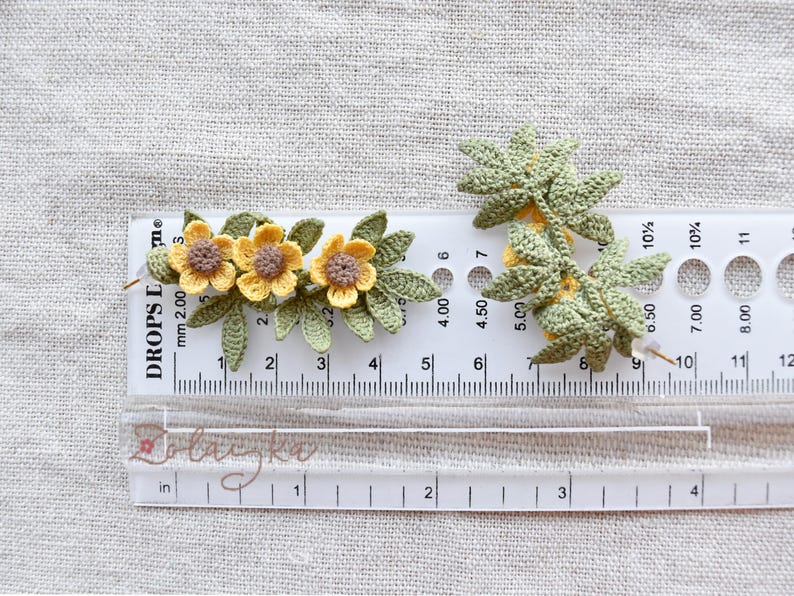 Micro Crochet Buttercup Earrings, Yellow Floral Studs on 18K Gold Plated Posts image 9