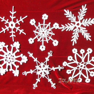 6 Lace Crochet Snowflakes Ornament, Rustic Christmas Decoration, White Crochet Snowflakes image 7