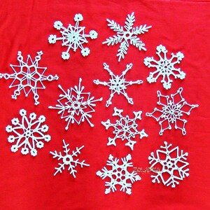 Crochet Snowflakes, Silver Shabby Xmas Tree Decor, Shining Christmas Ornaments, Silver Flakes Hanging 6pcs. image 10
