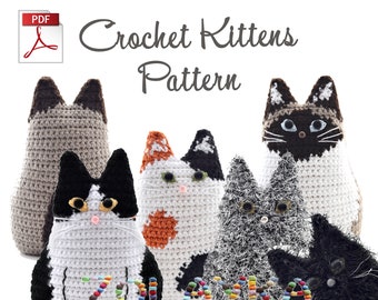 Cat Pillow Crochet Pattern Kitty Cushion Tutorial for 6+ Kittens, Stuffed Animal Pillow Easy and Fun Crochet Project, Cat lover Crochet idea