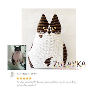 Personalized pet memorial stuffed cat pillow picture portrait crochet pillow custom cat portrait stuffy cat lover gift idea loss pet image 8