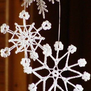 6 Lace Crochet Snowflakes Ornament, Rustic Christmas Decoration, White Crochet Snowflakes image 10