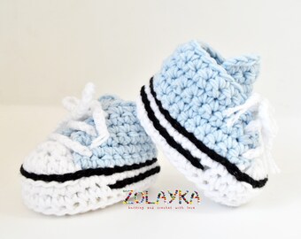 Newborn Baby Boy Shoes, Crochet Baby Sneakers, 0-12 Months Size, New Baby Photo Prop