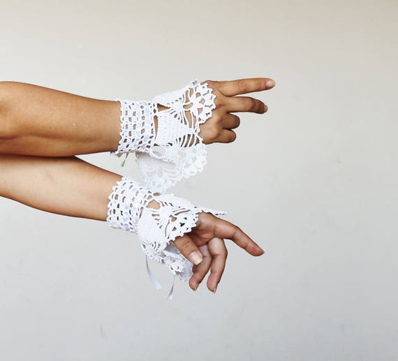  Crochet Gloves Crochet Mittens Cuffs Gloves Victorian  Fingerless Mittens Crochet Lace Wedding Gloves Boho Style : Handmade  Products