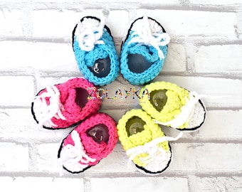 Neon Baby Shoes, Crochet Newborn Gift, 0-12 Months Size, Baby Boy Girl Sneakers, Baby Shower Gift