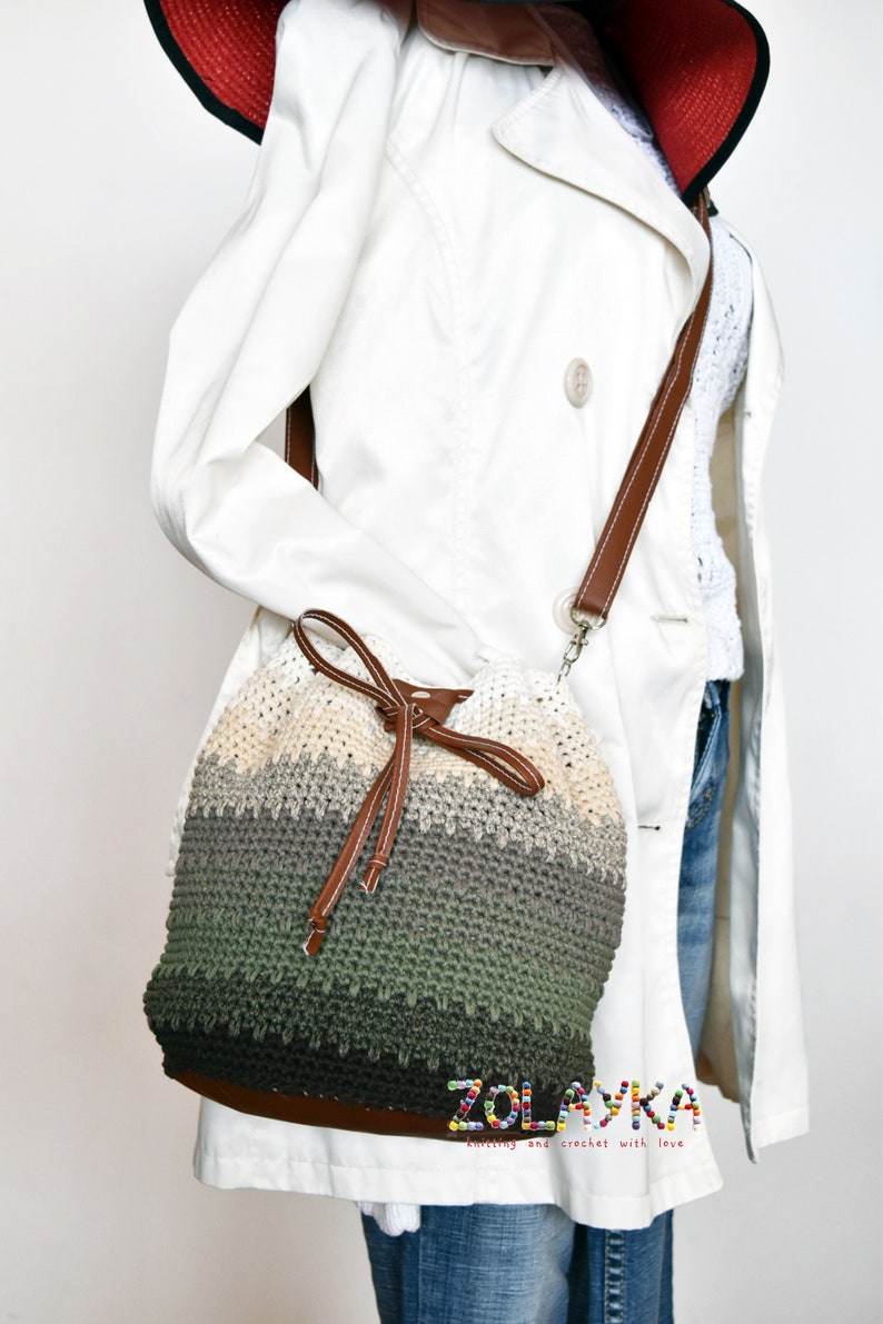 Blue Bucket Bag Crossbody Bag Crochet Summer Cotton Bag Etsy