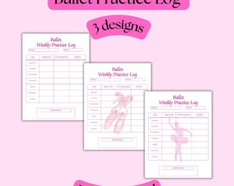 Ballet Practice Log (Style 1) Weekly Pink - Digital Download PDF Print