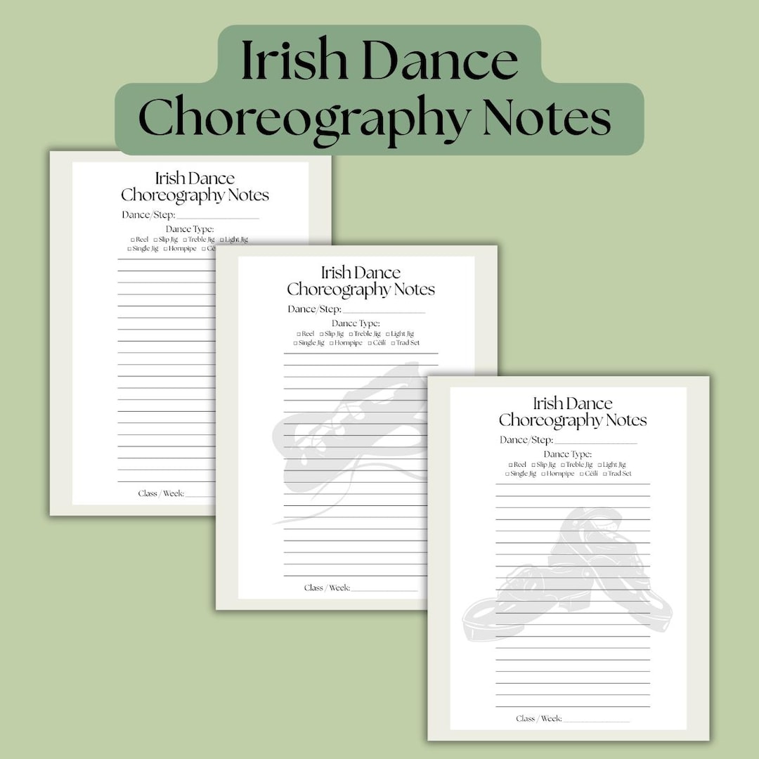Irish Dance Choreography Notes Printable | Adult Class | Reel Jig ...