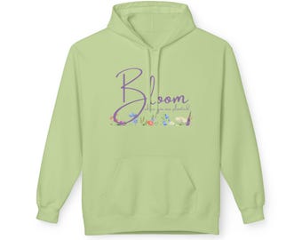 Bloom Floral Fleece Hoodie: Soft Unisex Spring Sweatshirt