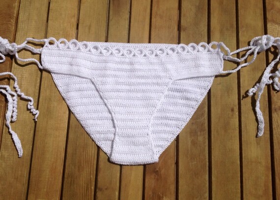 white crochet bikini bottoms