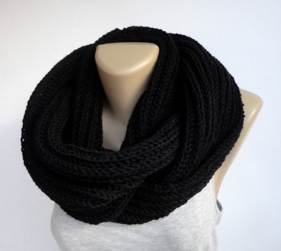 Winter Scarves Black Knit Scarf Women Accessories Knit Etsy