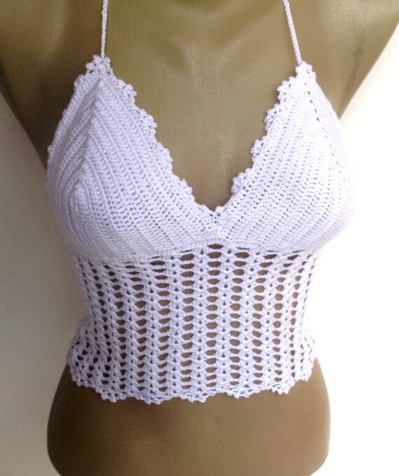 white crochet halter top