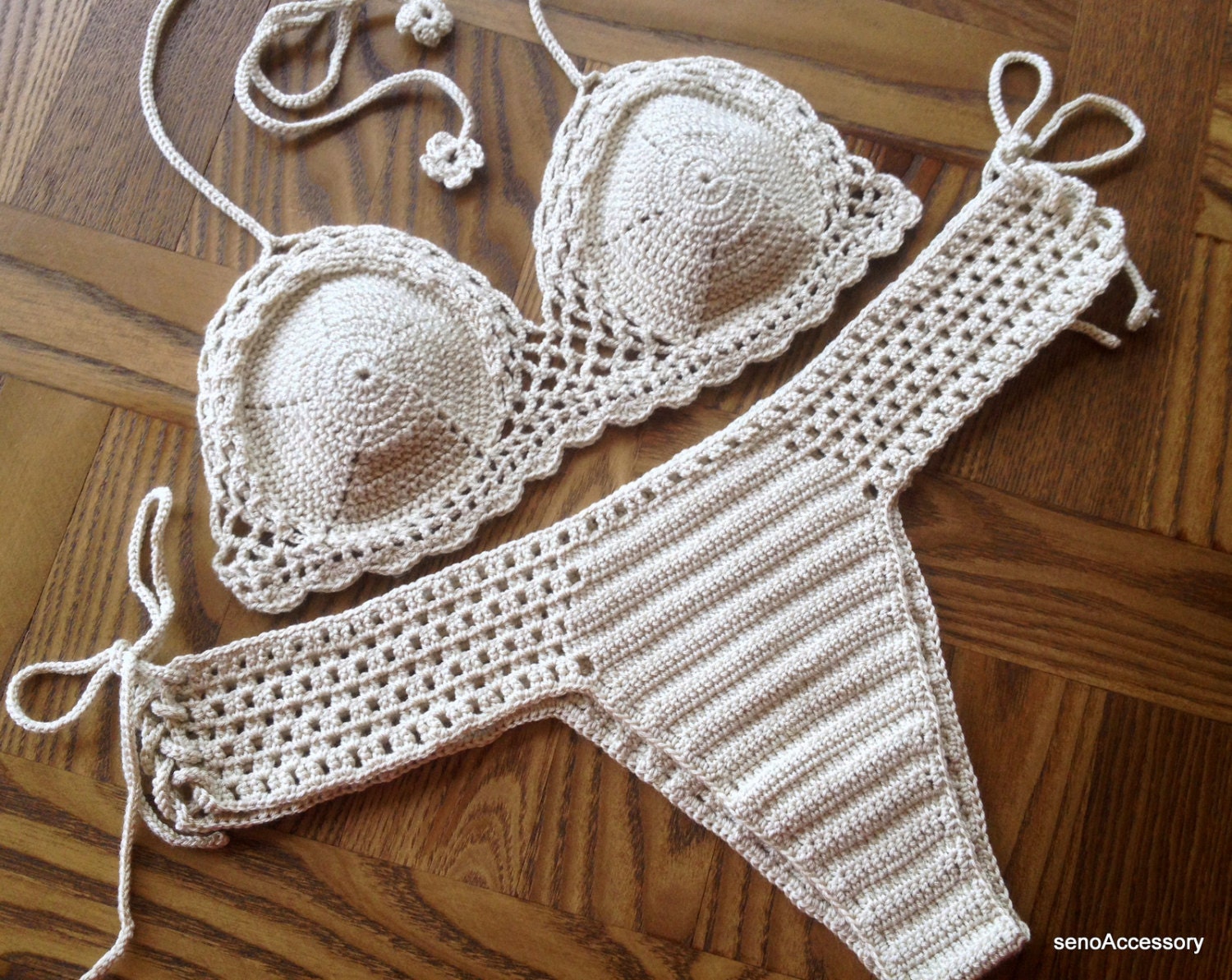 Sexy Bikini Beige Brazilian Bikini Crochet Bikini Women Etsy