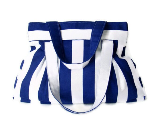 Bag Everyday Bag Blue and White Striped Purse Shoulder Bag Etsy