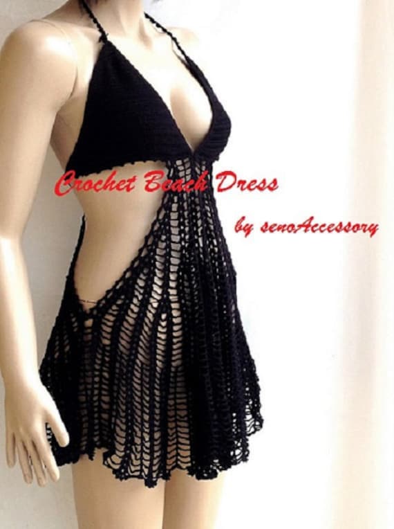 black knitted beach dress