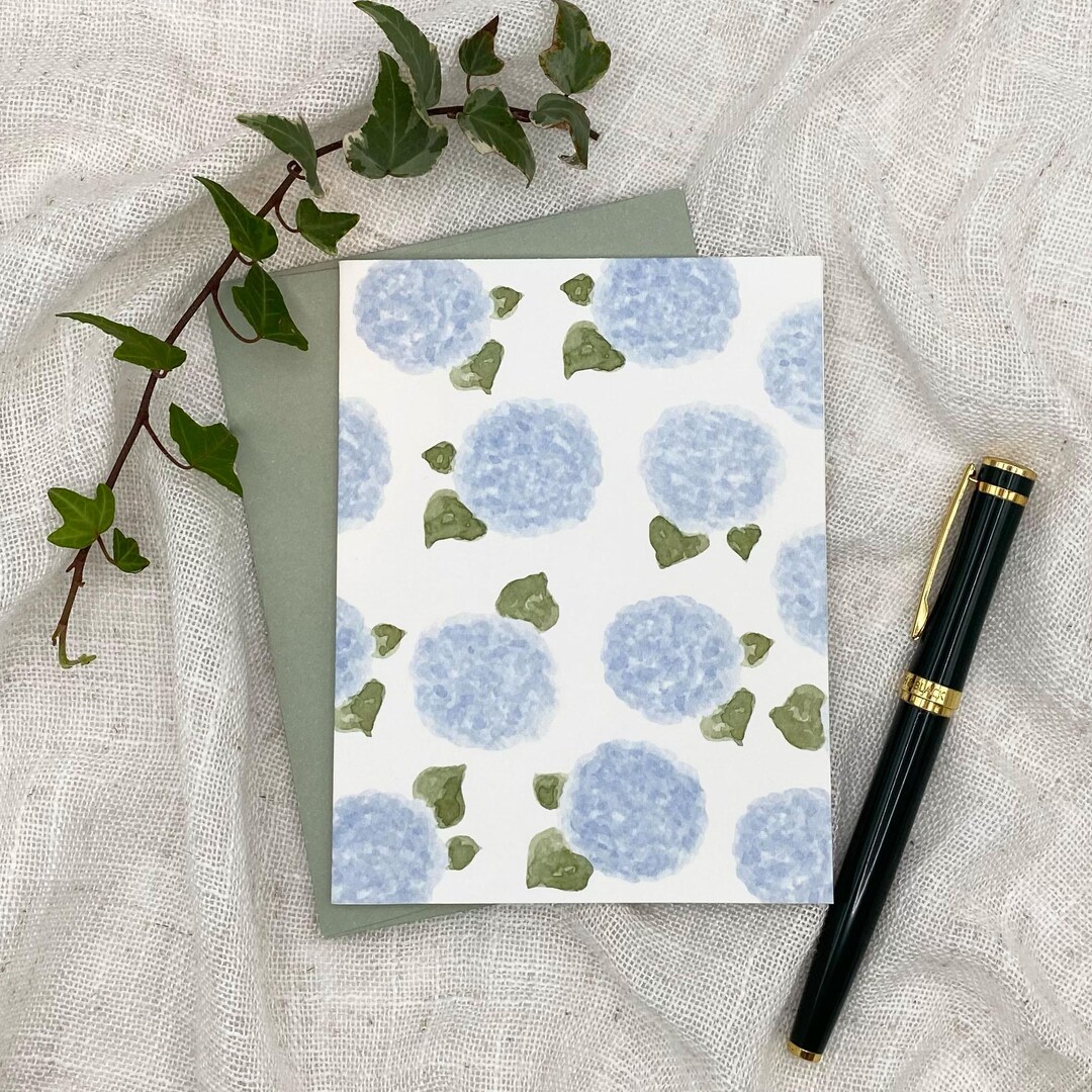Hydrangea Watercolor Notecards, Stationery Set - Etsy