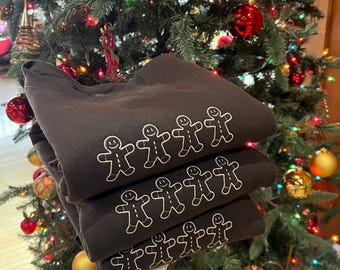 Embroidered gingerbread Crewneck | Cozy  / Christmas | Brown crewneck Tan thread
