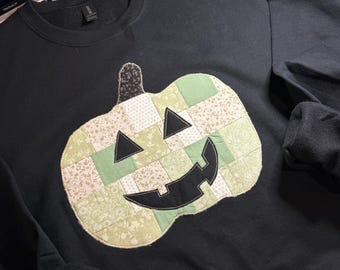 Handmade Patchwork Pumpkin Crewneck | Cozy Fall | Each Pumpkin Design is Unique