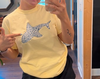 Shark Appliqué T-Shirt | Coastal Cottagecore Comfort Colors Tee