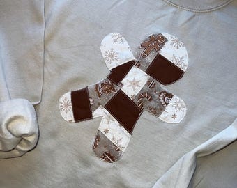 Patchwork Gingerbread Man Crewneck – Handmade Christmas Sweatshirt