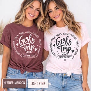 Girls Trip Shirts 2026, Matching Girls Vacation Shirts, Friends Trip Shirt, Party Shirts, Custom Girls Trip Tee, Group Vacation image 2