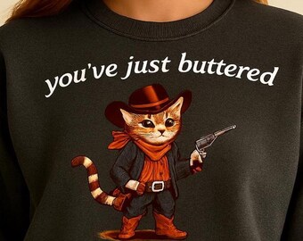 Funny Cat Western Shirt, Cowboy Cat Sweatshirt, Cat Lover Gift
