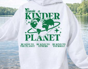 Crea una felpa Kinder Planet, regalo con felpa oversize alla moda, felpa con cappuccio