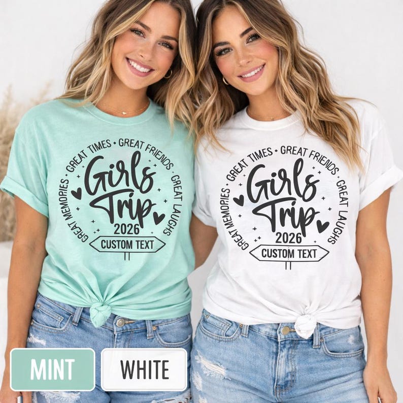 Girls Trip Shirts 2026, Matching Girls Vacation Shirts, Friends Trip Shirt, Party Shirts, Custom Girls Trip Tee, Group Vacation image 3