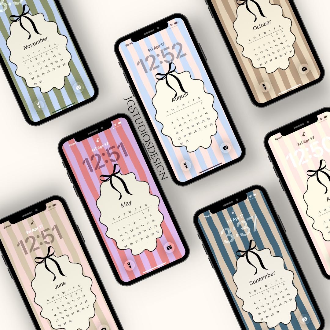 2026 Calendar Lock Screen Wallpaper Set | iPhone & Android Monthly ...