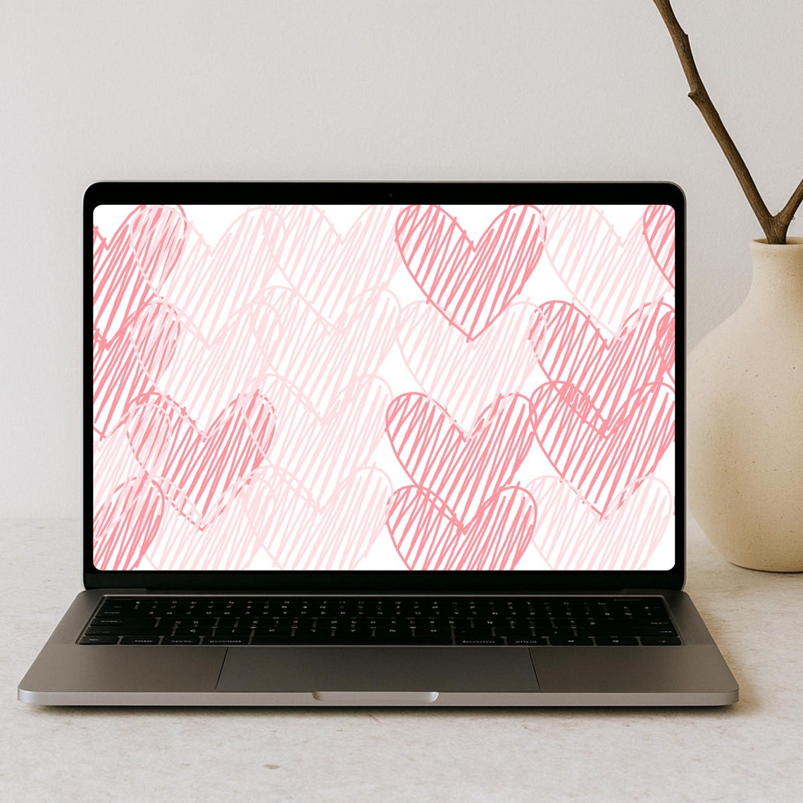 Valentine’s Day Laptop Wallpaper | Pink Heart Aesthetic Desktop