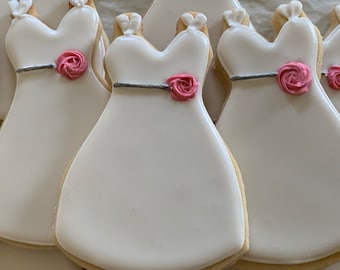 Classic White Wedding Dress Cookies 1 dozen