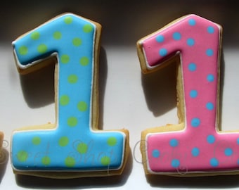 Polka Dot Number Cookies 1 dozen