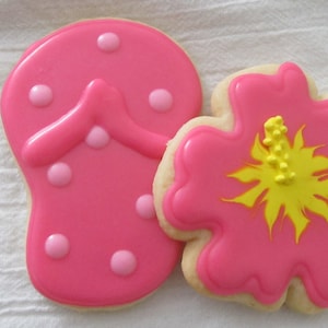 Flip Flops and Hibiscus Flowers 1 dozen