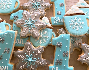 Winter ONEderland Birthday cookies 1 dozen