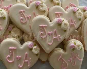 Heart with Initials Cookies 3 dozen