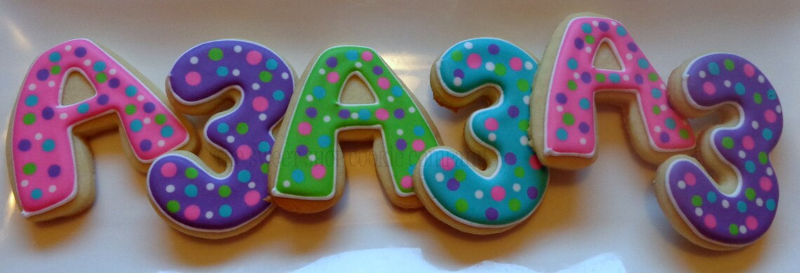 Polka Dot Letters and Numbers Cookies 1 Dozen - Etsy