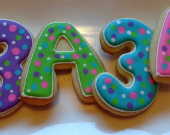 Polka Dot Letters and Numbers Cookies 1 dozen