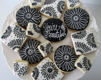 Black and White floral Cookie Assortment