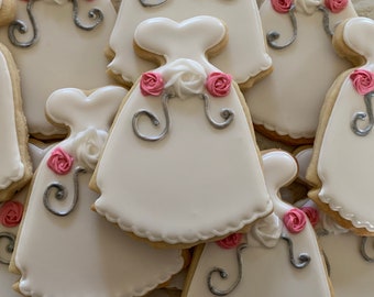 Classic White Wedding Dress Cookies 1 dozen